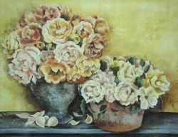 Roses in Terra Cotta Pots by Janet Brignola-Tava