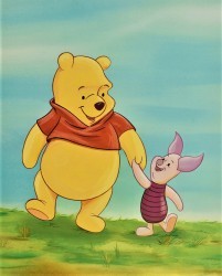Pooh walking with Piglet