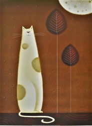 Feline & Two Leaves