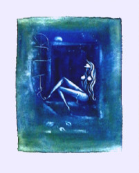 Sitzende Frau in Blau by Jorg Schroder