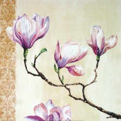 Magnolias On Pink by Louise Anglicas