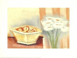 White Flowers & Stripes by Francoise Conzales