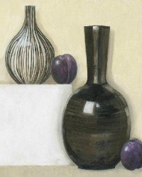 Blk Vase & Plums
