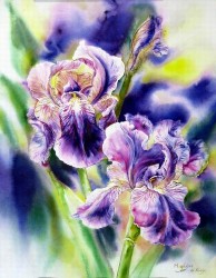 Blue Irises by Milene De Kleijn