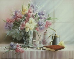 Teapot and Iris by T C Chiu