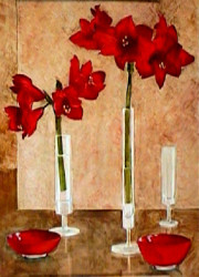 Bowls with Amarylillis by Ina Van Toor