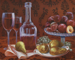 Still Life Pears & Grapes by Judie Ahlburg