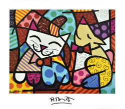 Happy Cat & Snob Dog by Romero Britto