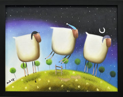 Insomniac Sheep by Rob Scotton - Stretched Canvas