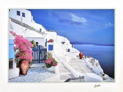 Pink Flowers at the Blue Gate by Cebo