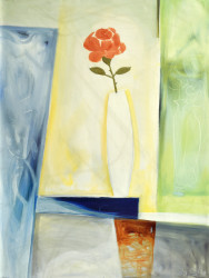 Red Flower White Vase by Da Silva