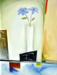 Blue Flower White Vase by Da Silva
