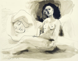 Homme Couche et Femme Assisse by Pablo Picasso