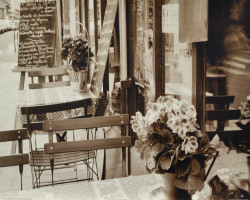 Tables in Restaurant with Flowers by Francisco Fernandez
