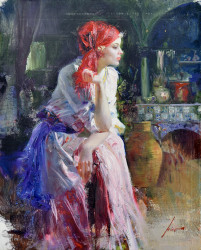 Lost in Thought (Gold Float) by Pino Daeni - Stretched Canvas
