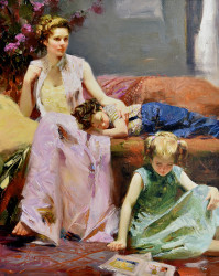 Moments of Affection (Black Float) by Pino Daeni - Stretched Canvas