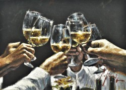 For a better Life II White Wine by Fabian Perez - Stretched Canvas