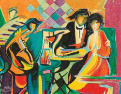 The Jazz Club (Black Float) by Philip Maxwell - Stretched Canvas