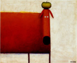Red Dog With Apple by Daniel Patrick Kessler