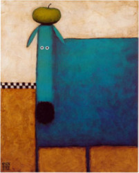 Turquoise Dog with Apple by Daniel Patrick Kessler