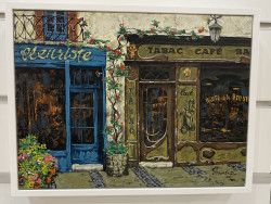 Cafe Tabac (White Float) by Viktor Shvaiko - Stretched Canvas