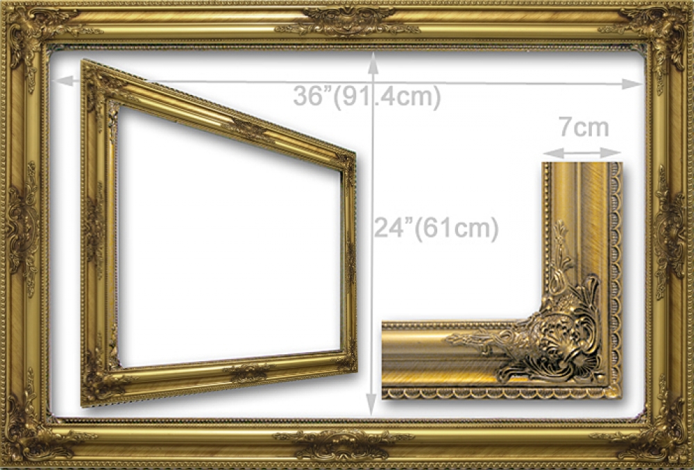 Empty Gold Ornate Baroque Frame II - Inner Size Fits 91.5 x 61cm