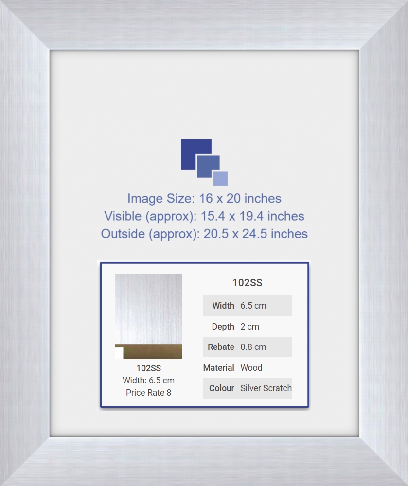 16x20 inch Photo Frame Silver Scratch 102SS