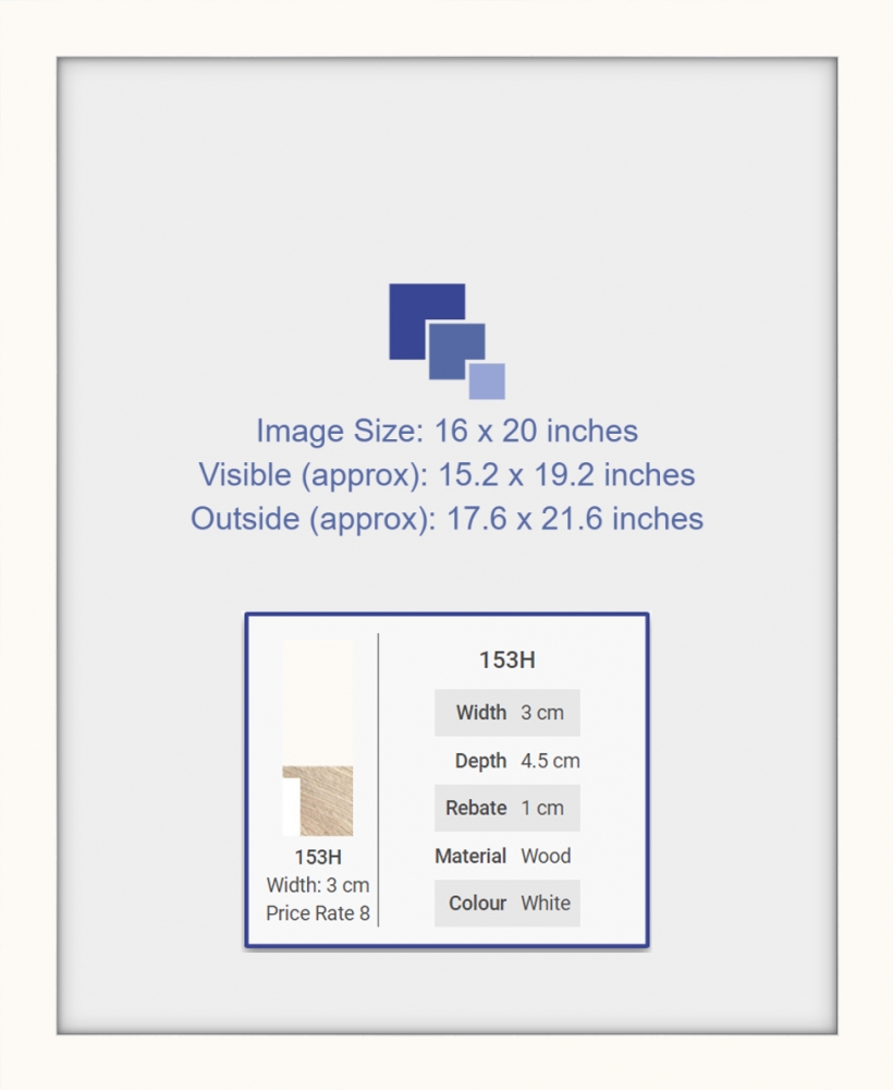 16x20 inch Photo Frame White (3cm wide 4.5cm deep)