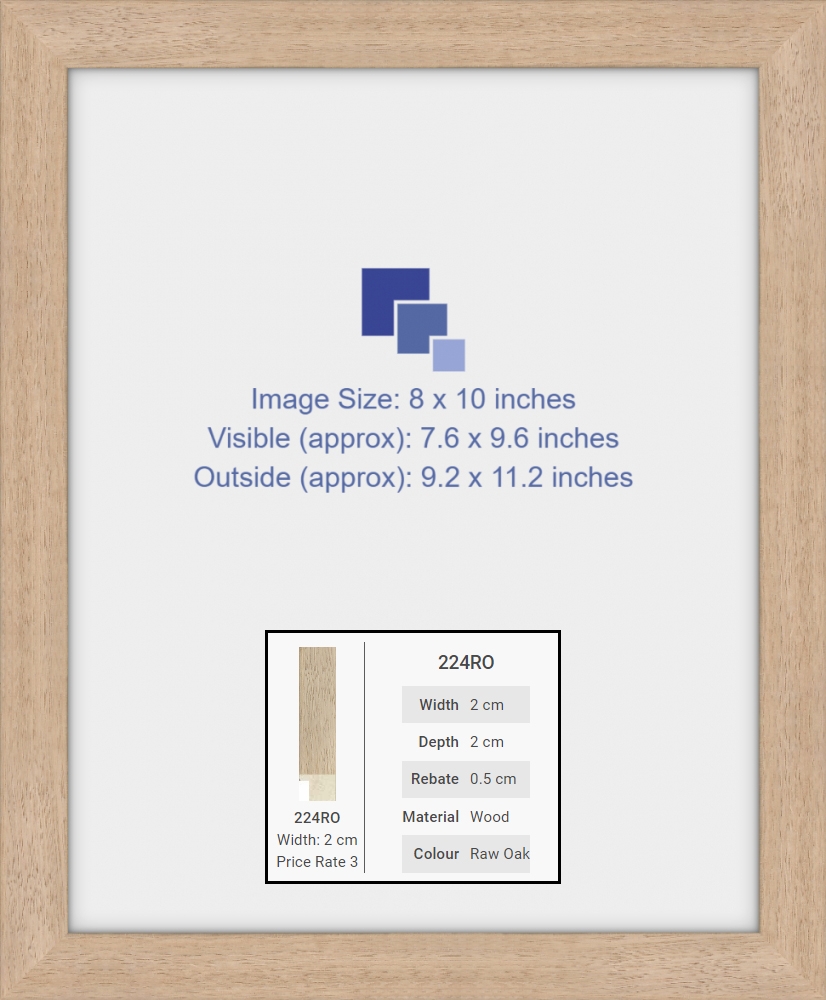 8x10 inch Photo Frame Raw Oak