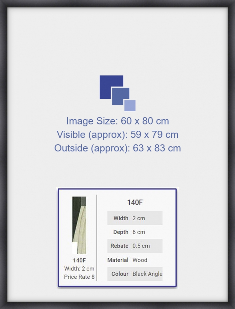 60x80cm Photo Frame - Black - 140F