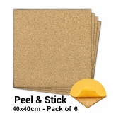 Adhesive Cork Sheets 400x400x6mm - Pack of 6